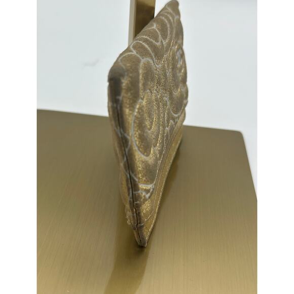 RARE Chanel Gold Suede Camellia Embossed‎ Classic Card Holder! - Picture 7 of 11